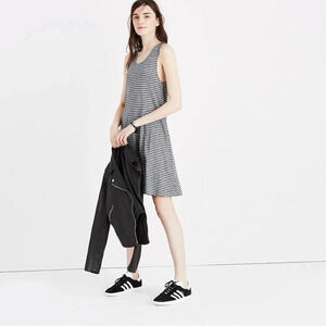 MADEWELL A-line Size Small Gray & Black Striped Sleeveless Tank Dress